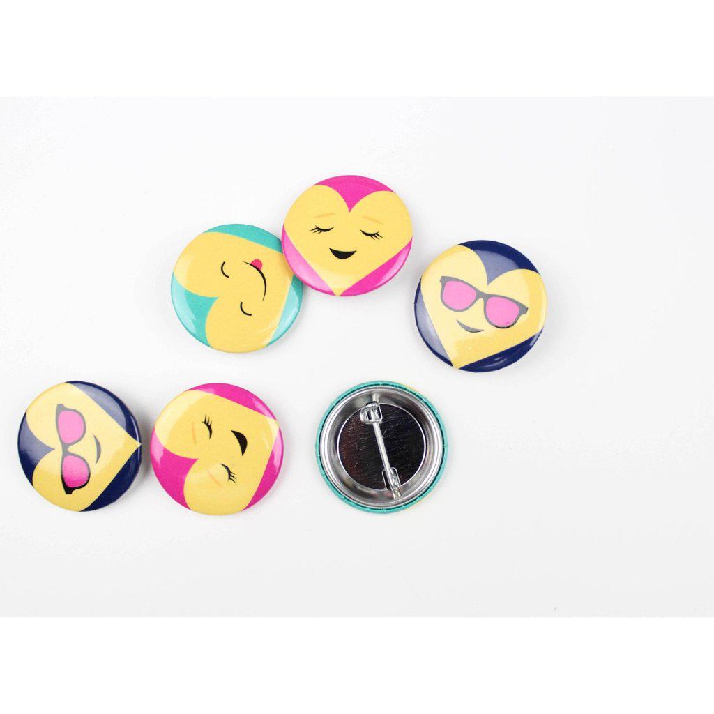 Emoji Badges Valentines - Blå striber-Festartikel
