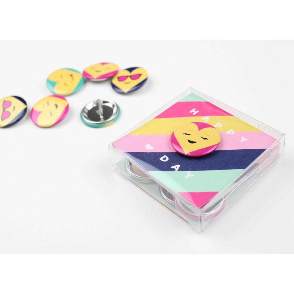 Emoji Badges Valentines - Pink Striper-Festartikel