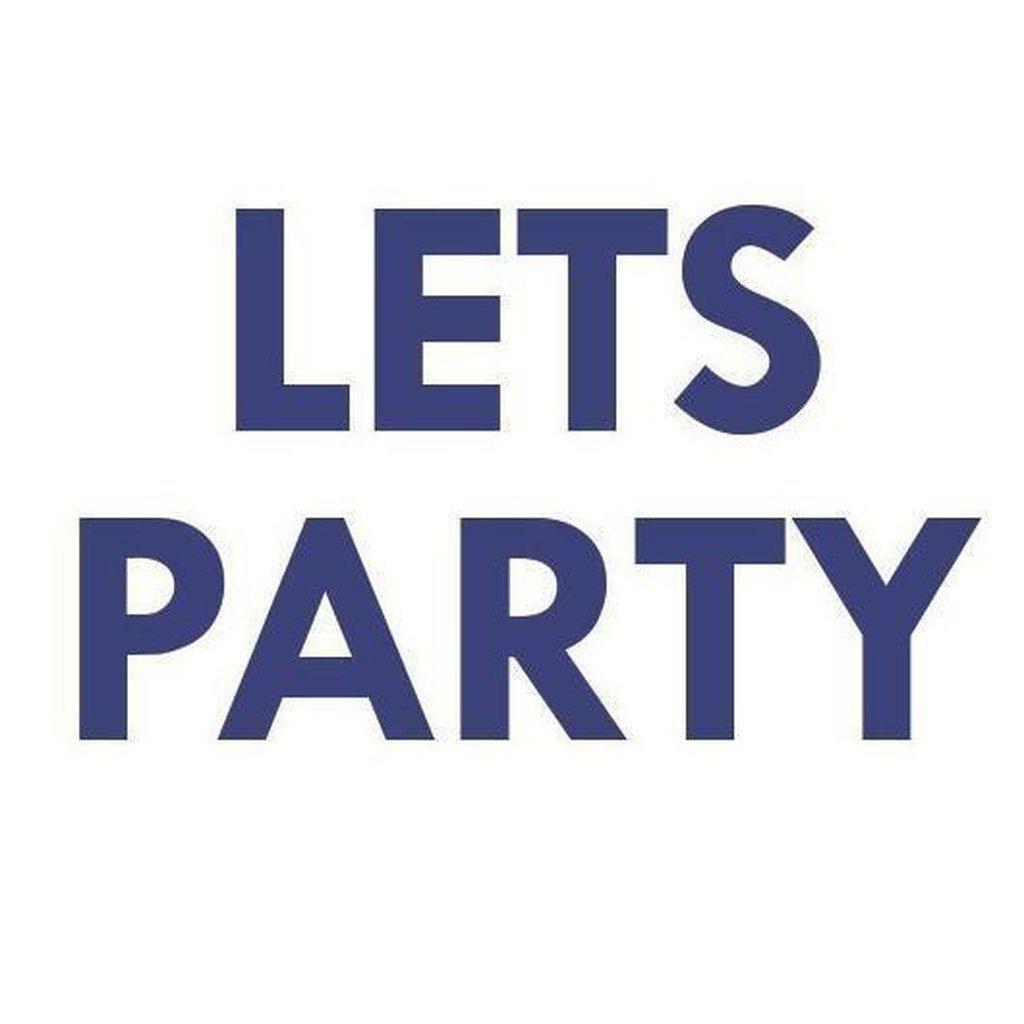 Banner - Lets Party, Metallic Blå-Festartikel