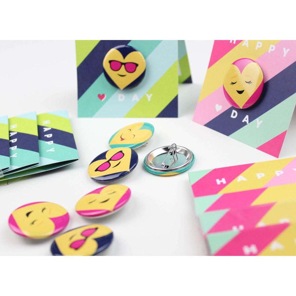 Emoji Badges Valentines - Pink Striper-Festartikel