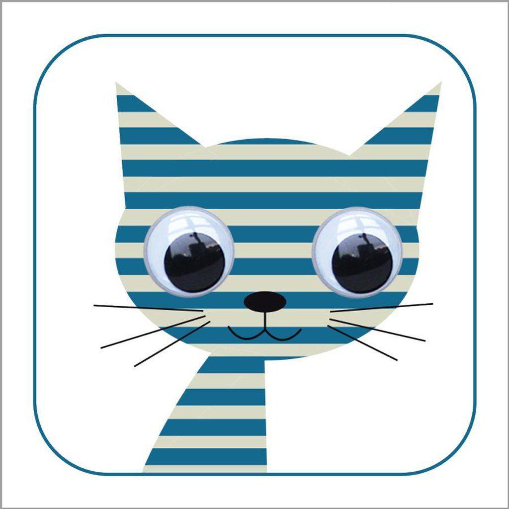Kort - Sammy Stripey Cat Blue-Kort