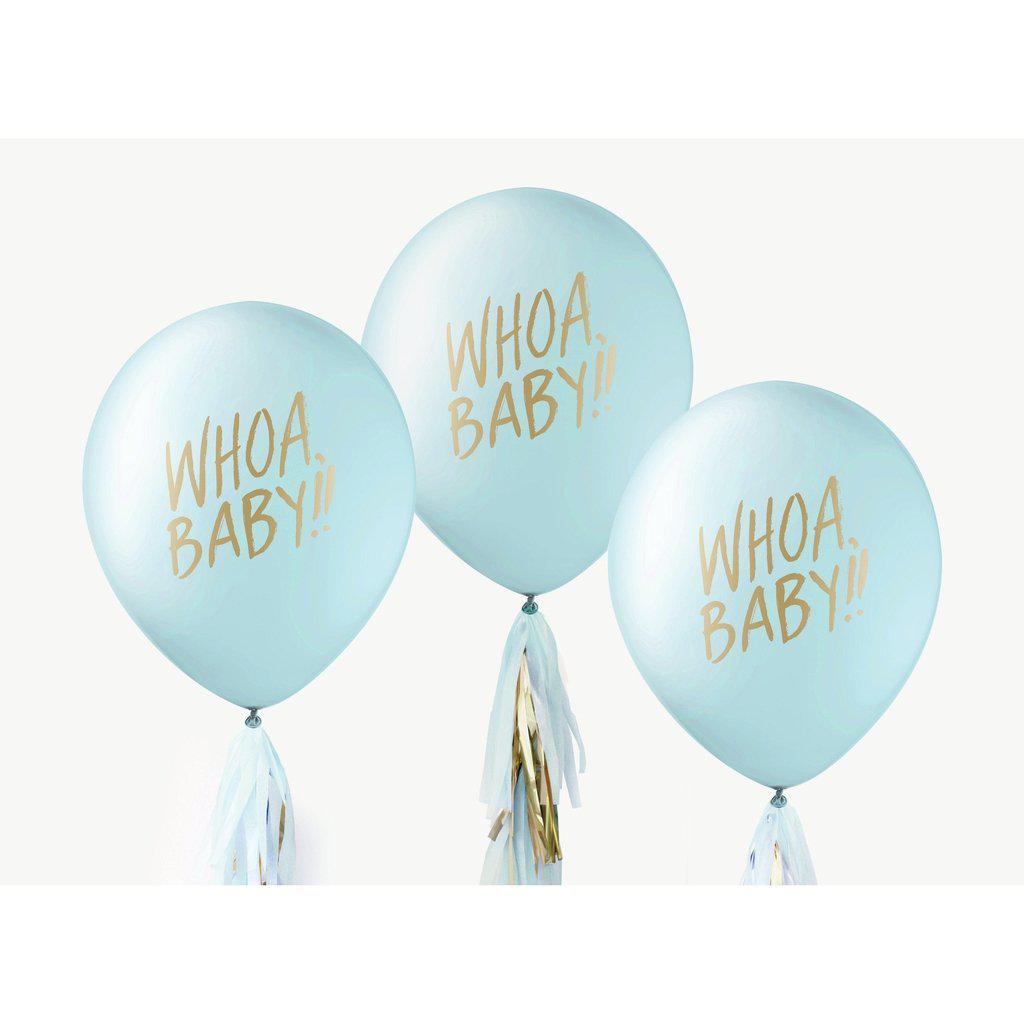 Whoa Baby! Balloner - Gold on Blue - 3 stk.-Festartikel
